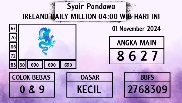 Prediksi Ireland Daily Million 04:00 WIB