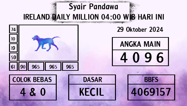 Prediksi Ireland Daily Million 04:00 WIB