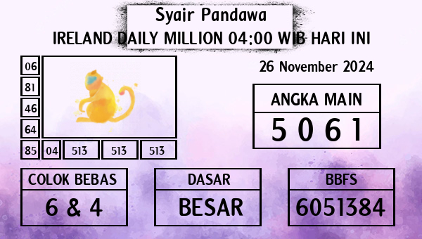 Prediksi Ireland Daily Million 04:00 WIB