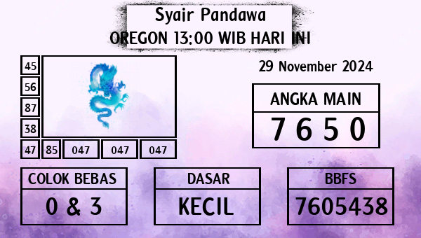 Prediksi Oregon 13:00 WIB