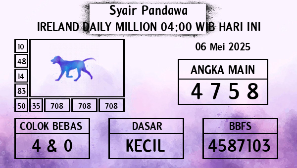 Prediksi Ireland Daily Million 04:00 WIB