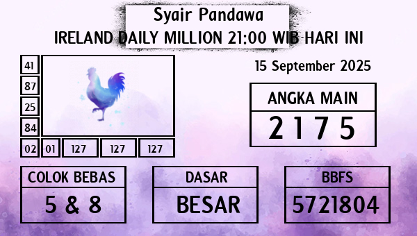 Prediksi Ireland Daily Million 21:00 WIB