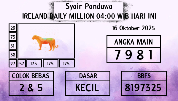 Prediksi Ireland Daily Million 04:00 WIB