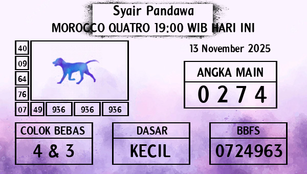 Prediksi Morocco Quatro 19:00 WIB